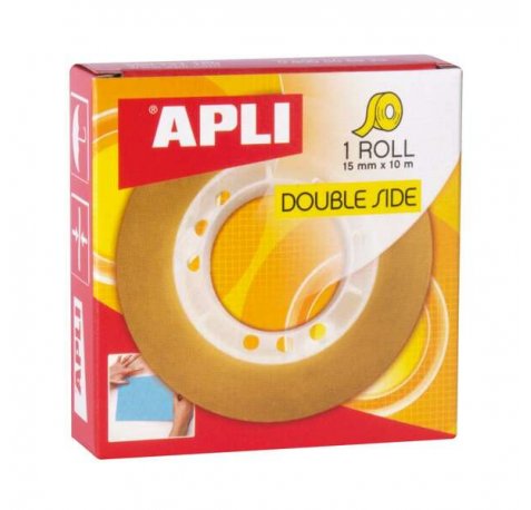 Apli Cinta Adhesiva de Doble Cara 15 mm x 10 m - Transparente (20 uds)