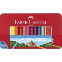 Faber-Castell Classic Colour Caja Metalica con 60 Lapices de Colores Hexagonales + 2 Lapices de Grafito, Goma de Borrar y Sacapuntas - Resistencia a la Rotura - Colores Surtidos