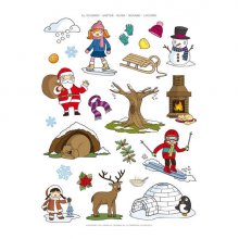 Apli Bolsa de Gomets Tematicos el Invierno - 69 Gomets en 3 Hojas - Adhesivo Removible - Ilustraciones Educativas - Adhesivo Base Agua - Libre de Disolventes - Colorido Invierno (5 uds)