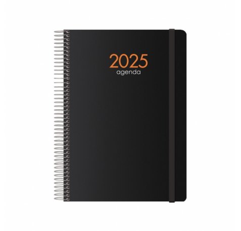 Dohe Syncro Agenda Anual - Dia Pagina - Cubierta de Plastico - Sabado y Domingo misma Pagina - Cierre con Goma Elastica - Tamaño 15x21cm - Color Negro
