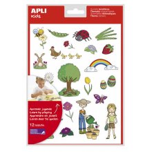 Apli Gomets Tematicos la Primavera - 264 Gomets en 12 Hojas - Ilustraciones Educativas - Adhesivo Removible - Formato Escolar - Adhesivo Base Agua - Libre de Disolventes - Colorido (5 uds)