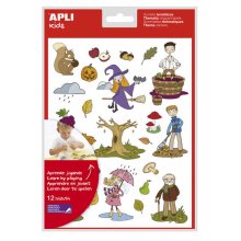 Apli Gomets Tematicos el Otoño - 12 Hojas (288 Gomets) - Adhesivo Removible - Ilustraciones Divertidas - Normas EN-71 y FSC - Adhesivo Base Agua - Libre de Disolventes - Papeles ECF - 100% Reciclables - Coloridos (5 uds)