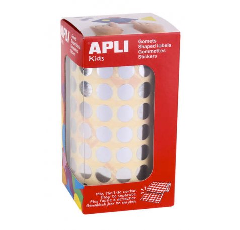 Apli Gomets Redondos Plata Metalizado - Ø 10.5mm - 5192 Unidades por Rollo - Desarrolla Habilidades y Capacidades en Niños