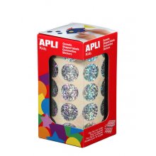 Apli Gomets Redondos Holograficos - Tamaño Ø 20mm - Adhesivo Permanente - 59 Hojas Pretroqueladas - 1770 Gomets por Rollo - Ideal para Escuelas y Talleres Infantiles