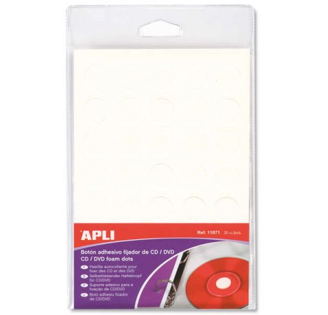 Apli Boton Fijador Blanco para CD/DVD 35 U.
