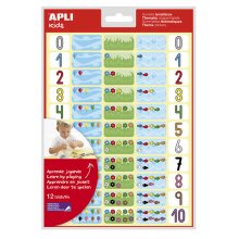 Apli Gomets Tematicos los Numeros - 660 Gomets en 12 Hojas - Ayuda a Identificar y Cuantificar Numeros - Adhesivo Removible - Ideal para Escuelas - Adhesivo Base Agua - Libre de Disolventes - Color Variado (5 uds)
