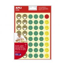 Apli Bolsa de Gomets Cara Feliz - Adhesivo Removible - 576 Gomets - 4 Estilos de Cara - Motivan y Premian - Enseñan Sentimientos - Alta Calidad y Seguridad