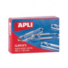 Apli Pack de 100 Clips Niquelados nº2 32 mm Apli Pack de 100 Clips Niquelados nº2 32 mm