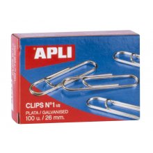 Apli Clips Alambre Nº 1½ - 26mm - Acabado Galvanizado Plata - 100 Unidades por Caja - Organizacion Perfecta Apli Clips Alambre Nº 1½ - 26mm - Acabado Galvanizado Plata - 100 Unidades por Caja - Organizacion Perfecta