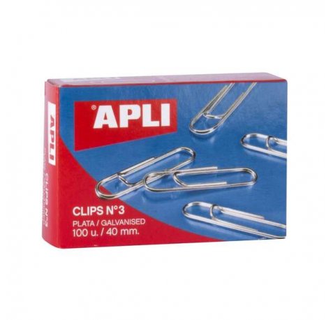 Apli Pack de 100 Clips Galvanizados nº3 40 mm