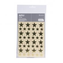 Apli Bolsa de Gomets en Forma de Estrella - Adhesivo Permanente - Adhesivo Base Agua - Libre de Disolventes - Color Oro