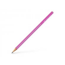 Faber-Castell Sparkle Aurora Lapiz Triangular de Grafito B - Mina Resistente a la Rotura - Con Cabelilla Plateada - Color del Cuerpo Fucsia (12 uds)