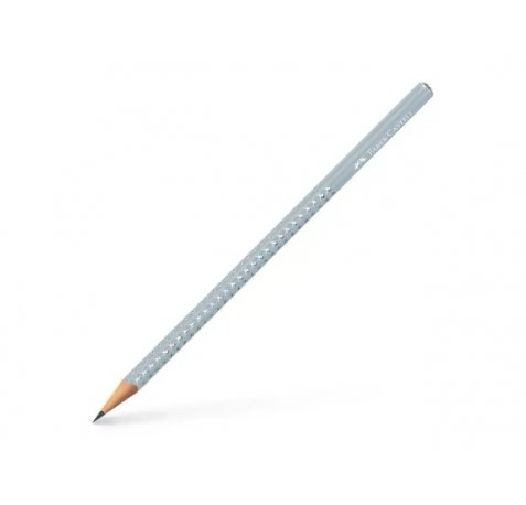 Faber-Castell Sparkle Aurora Lapiz Triangular de Grafito B - Mina Resistente a la Rotura - Con Cabelilla Plateada - Color del Cuerpo Azul Helado (12 uds)