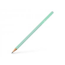 Faber-Castell Sparkle Aurora Lapiz Triangular de Grafito B - Mina Resistente a la Rotura - Con Cabelilla Plateada - Color del Cuerpo Verde Menta (12 uds)