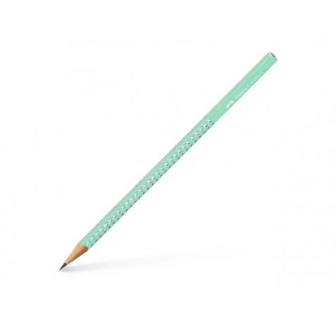 Faber-Castell Sparkle Aurora Lapiz Triangular de Grafito B - Mina Resistente a la Rotura - Con Cabelilla Plateada - Color del Cuerpo Verde Menta (12 uds)
