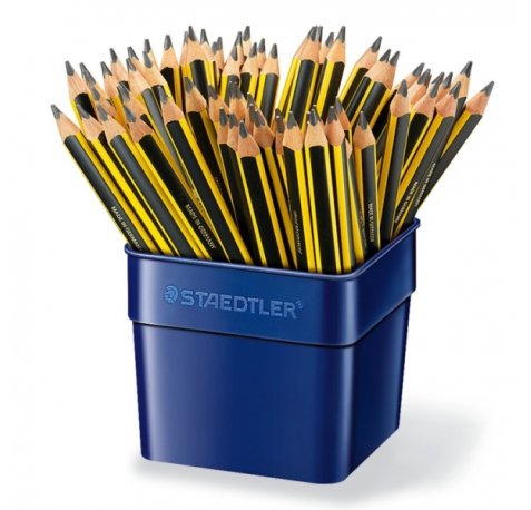 Staedtler Noris 119 Jumbo Cubo Expositor con 72 Lapices de Grafito Triangular - Mina HB2 Ultrarresistente de 4mm - Madera de Bosques Sostenibles
