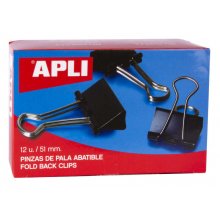 Apli Pinzas Abatibles 30x51mm - Acero Templado Negro - Asas Niquel - 12 Unidades - Sujecion Hasta 220 Hojas Apli Pinzas Abatibles 30x51mm - Acero Templado Negro - Asas Niquel - 12 Unidades - Sujecion Hasta 220 Hojas