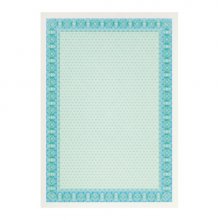 Apli Pack de 10 Hojas de Papel Certificado - Diseño Helico en el Marco - 115gr - Compatible con Impresoras Inkjet, Laser y Fotocopiadoras - Color Azul Turquesa