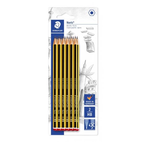 Staedtler Noris 120 Pack de 12 Lapices de Grafito Hexagonales - Mina 2HB - Resistencia a la Rotura - Madera de Bosques Sostenibles