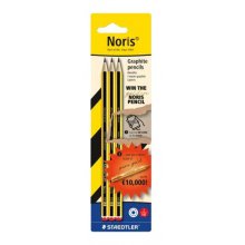 Staedtler Noris Pack con 3 Lapices de Grafito Hexagonal HB - Mina Ultrarresistente de 2mm - Madera de Bosques Sostenibles