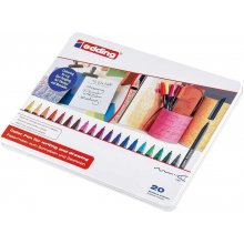Edding Caja de Metal con 20 Rotuladores 1200 - Punta Redonda - Trazo 1mm - Tinta con Base de Agua