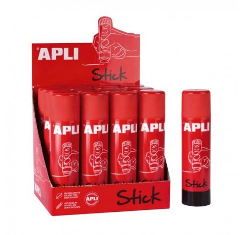 Apli Barra de Pegamento Adhesivo 21g - No Toxica - Secado Instantaneo - No Arruga o Humedece el Papel - Apto para Uso Escolar (12 uds)