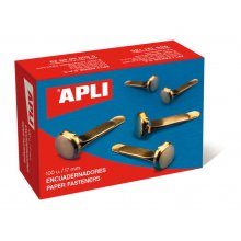 Apli Encuadernadores Metalicos Dorados 17mm - Caja de 100 - sin Arandela - Aptos para Todo Tipo de Documentos - Ideales para Encuadernar y Manualidades