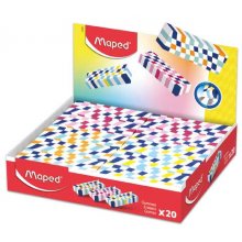 Maped Expositor de 20 Gomas de Borrar con 3 DiseÃ±os Damero - Forma Rectangular - Sin Ftalatos - Colores Surtidos