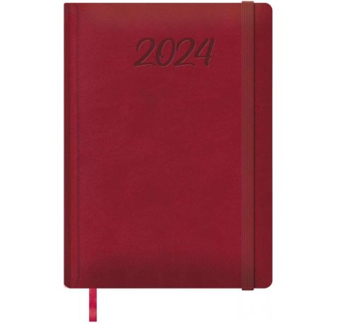 Dohe Manaos Agenda Anual - Dia Pagina - Cubierta en Polipiel - Cierre con Goma Elastica - Papel Ahuesado - Sabado y Domingo misma Pagina - Tamaño 17x24cm - Color Burdeos