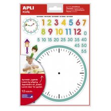 Apli Gomets Tematicos las Horas - 360 Gomets en 12 Hojas - Ayuda en el Aprendizaje de las Horas y Habilidades Motoras - Adhesivo Removible - Ideal para Escuelas - Adhesivo Base Agua - Libre de Disolventes - Colorido (5 uds)