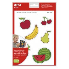 Apli Gomets Tematicos las Frutas xL - 22 Gomets en 2 Hojas A4 - Desarrollados con Educadores - Adhesivo Removible - Seguros y Ecologicos - Ilustraciones Divertidas - Tamaño xL sin Borde - Coloridos (5 uds)