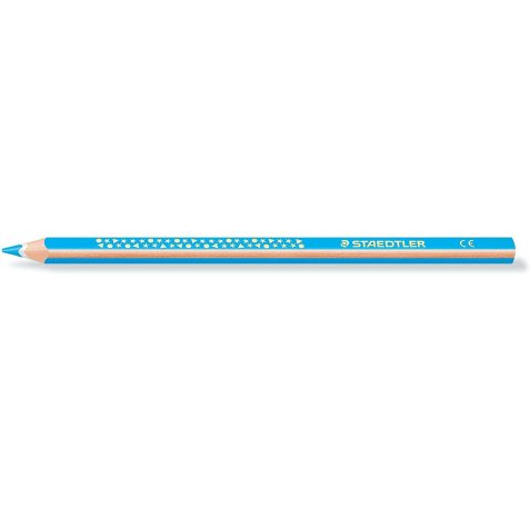Staedtler Jumbo Noris 128 Lapiz Triangular de Color - Mina de 4mm - Resistencia a la Rotura - Diseño Ergonomico - Color Azul Claro (12 uds)