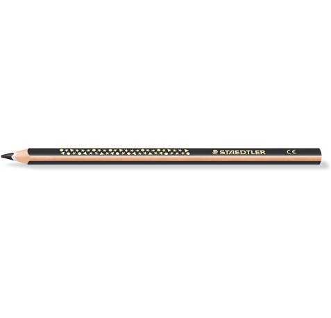 Staedtler Jumbo Noris 128 Lapiz Triangular de Color - Mina de 4mm - Resistencia a la Rotura - Diseño Ergonomico - Color Negro (12 uds)