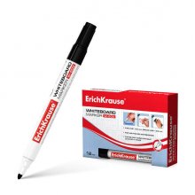 Erichkrause Marcador Pizarra W-500 - Punta en Forma de Bala Resistente al Daño - Ancho de Escritura de 08 a 25mm - Tinta a Base de Alcohol - Color Negro (12 uds)