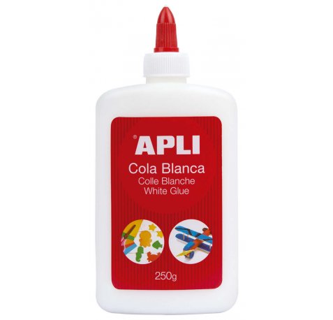 Apli Cola Blanca - 250g - Secado Rapido - Resistente al Agua - Ideal para Manualidades y Trabajos Escolares - Blanco