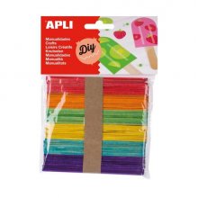 Apli Pack de 50 Palos Polo de Madera Natural 114 x 10 mm - Colores Surtidos