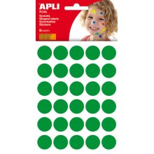 Apli Gomets Redondos Ø 20mm - 180 Unidades en 6 Hojas - Adhesivo Permanente - Desarrollo de Habilidades y Creatividad - Color Verde (10 uds)