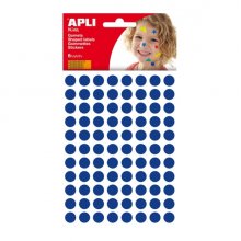 Apli Bolsa de Gomets Redondos Ø 10.5mm - Adhesivo Permanente - 528 Gomets - Desarrolla Psicomotricidad y Creatividad - Adhesivo Base Agua - Libre de Disolventes - Color Azul