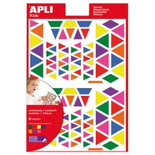 Apli Gomets Triangulares Removibles - Tamaños Surtidos - 648 Gomets por Bolsa - Desarrollo de Habilidades y Creatividad - Colores: Verde, Naranja, Rosa, Azul, Rojo, Lila y Amarillo (10 uds)