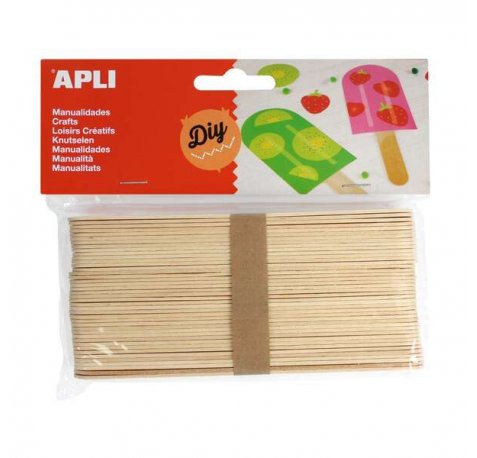 Apli Pack de 40 Palos Polo Jumbo de Madera Natural 150 x 18 mm - Color Madera