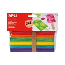 Apli Pack de 40 Palos Polo Jumbo de Madera Natural 150 x 18 mm - Colores Surtidos