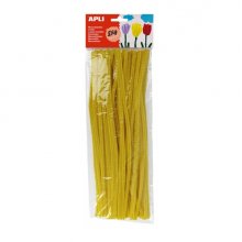 Apli Limpiapipas para Manualidades - Flexibles - Suaves - Tupidos - Facil Manipulacion - Estimula Imaginacion y Creatividad - Desarrolla Psicomotricidad Fina - Color Amarillo