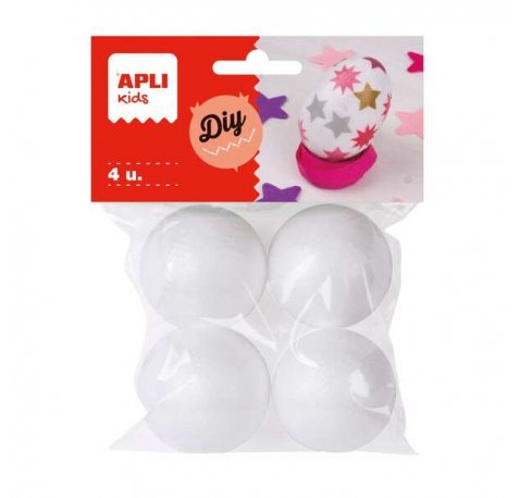Apli Pack de 4 Bolas de Porexpan Ø 45 mm - Color Blanco