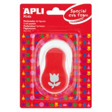 Apli Perforadora de Papel y Goma Eva en Forma de Tulipan - Tamaño de Figura 25.4mm - Perforadora de Alta Calidad para Papel, Carton, Cartulina o Goma Eva de Hasta 2mm - Deposito de Facil Apertura - Doble Uso - Color Blanco