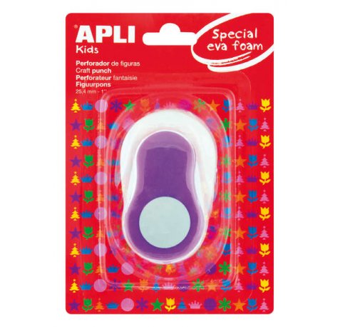 Apli Perforadora de Papel y Goma Eva en Forma de Circulo - Tamaño de Figura 25.4mm - Perfora Papel, Carton, Cartulina y Goma Eva de Hasta 2mm - Deposito de Restos - Color Blanco