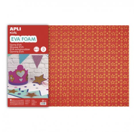 Apli Goma Eva Impresa Purpurina Estrellas 600x400 - 3 Hojas Brillantes y Resistentes