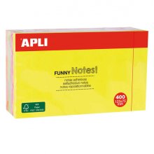 Apli Notas Adhesivas Funny 125x75mm - Bloc de 400 Hojas - 4 Colores Surtidos - Fluorescente Apli Notas Adhesivas Funny 125x75mm - Bloc de 400 Hojas - 4 Colores Surtidos - Fluorescente