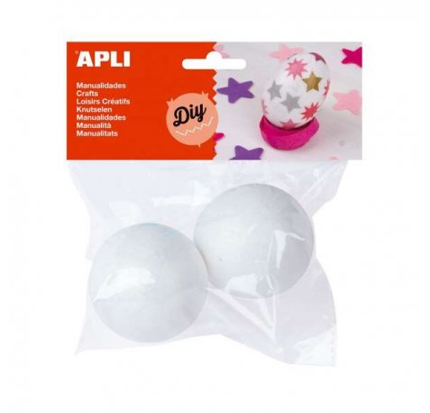 Apli Pack de 2 Bolas de Porexpan Ø 70 mm - Color Blanco