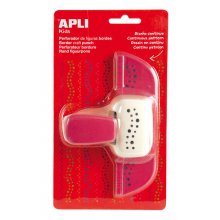 Apli Perforadora de Papel para Bordes en Forma de Puntos - Altura de Figura 1cm - Guia de Corte Preimpresa - Deposito de Papel - Ideal para Scrapbooking y Manualidades - Color Blanco