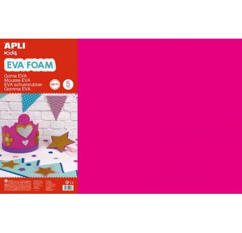 Apli Goma Eva Fucsia 600x400 - 5 Hojas de Tamaño Grande y Flexible